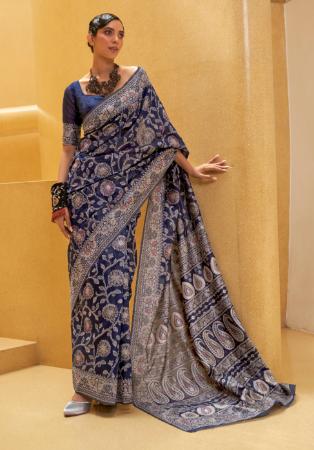 Picture of Sightly Satin Navy Blue Saree