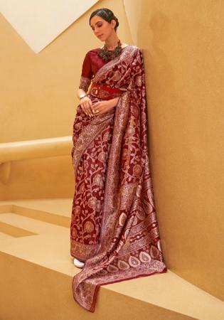 Picture of Pretty Satin Maroon Saree