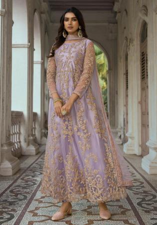 Picture of Comely Net Plum Anarkali Salwar Kameez