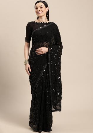 Picture of Comely Georgette Black Saree