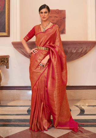 Picture of Delightful Silk Fire Brick Saree