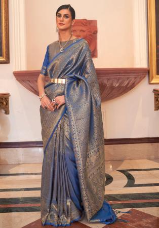 Picture of Sightly Silk Dark Slate Blue Saree