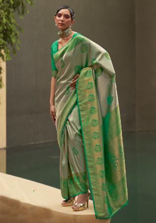 Picture of Delightful Silk Dark Olive Green Saree