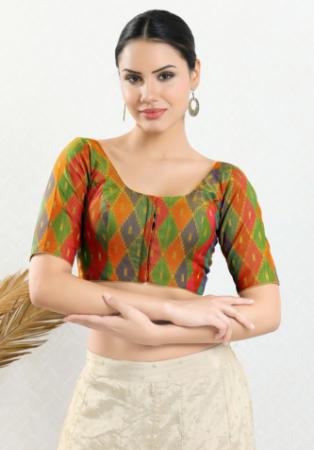 Picture of Wonderful Chiffon Dark Olive Green Designer Blouse