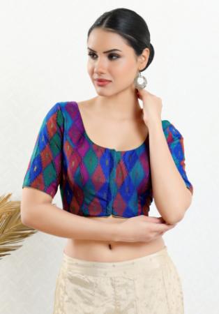 Picture of Pleasing Chiffon Dark Cyan Designer Blouse