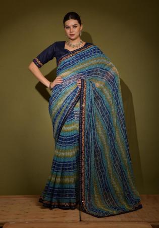 Picture of Magnificent Chiffon Midnight Blue Saree