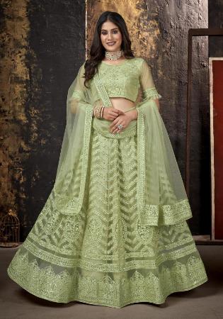 Picture of Wonderful Net Dark Sea Green Lehenga Choli