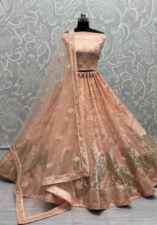 Picture of Resplendent Net Tan Lehenga Choli