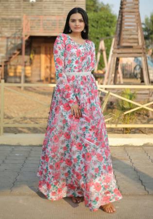 Picture of Marvelous Georgette & Silk Thistle Readymade Gown