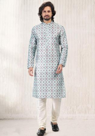 Picture of Grand Silk Light Blue Kurtas