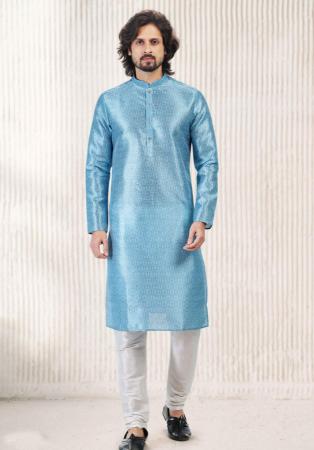 Picture of Sightly Silk Light Steel Blue Kurtas