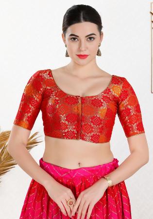 Picture of Beauteous Chiffon Fire Brick Designer Blouse