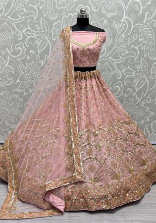 Picture of Wonderful Net Rosy Brown Lehenga Choli