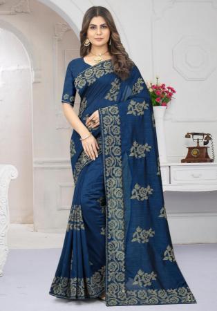 Picture of Statuesque Silk Midnight Blue Saree