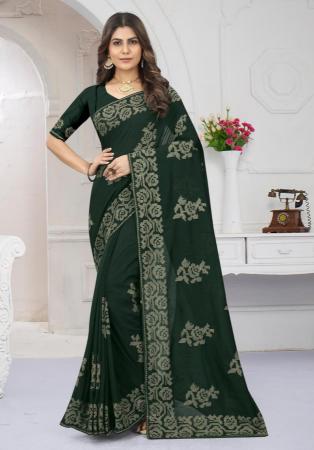 Picture of Nice Silk Forest Green Saree