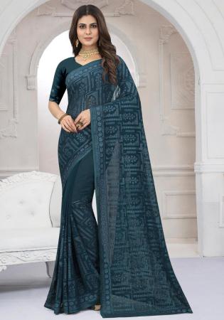 Picture of Chiffon & Georgette & Net Dark Slate Grey Saree