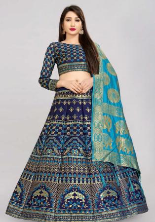 Picture of Appealing Silk Dark Slate Blue Lehenga Choli