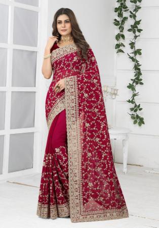 Picture of Graceful Georgette Dark Red Saree