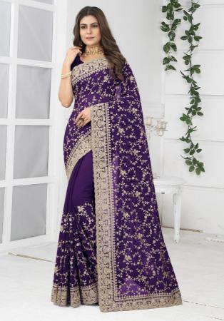 Picture of Marvelous Georgette Purple Saree