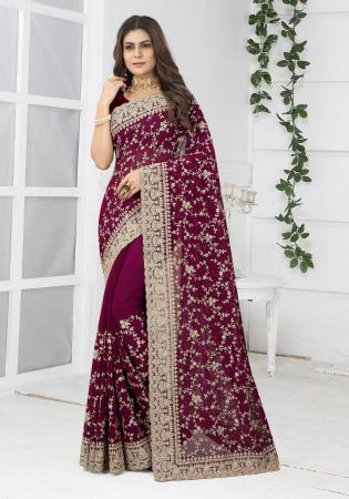 Picture of Statuesque Georgette Maroon Saree