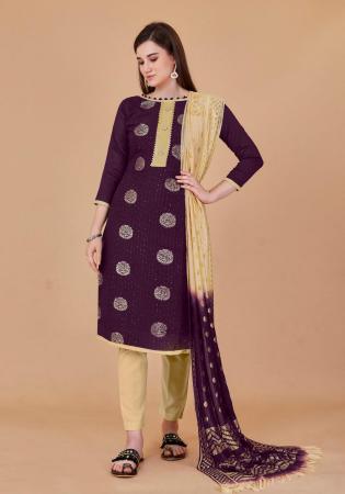 Picture of Bewitching Cotton Brown Straight Cut Salwar Kameez