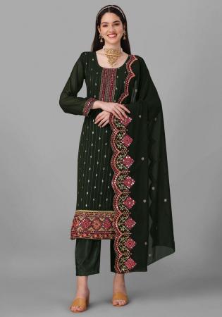 Picture of Georgette Dark Slate Grey Straight Cut Salwar Kameez