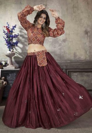 Picture of Superb Silk Indian Red Readymade Lehenga Choli