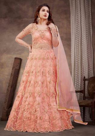 Picture of Comely Net Lavender Blush Anarkali Salwar Kameez