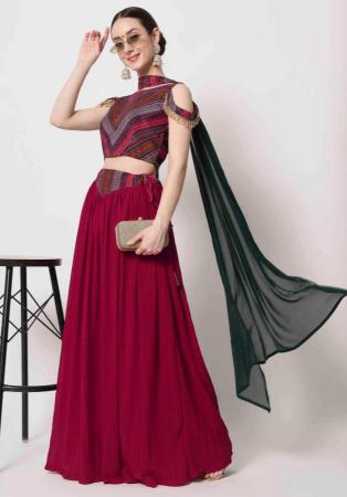 Picture of Georgette & Silk Saddle Brown Lehenga Choli