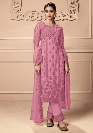 Picture of Net Pale Violet Red Straight Cut Salwar Kameez