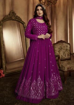 Picture of Magnificent Georgette Purple Anarkali Salwar Kameez