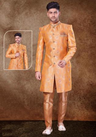 Picture of Radiant Silk Sandy Brown Sherwani