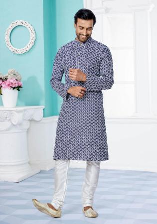 Picture of Shapely Silk Dark Slate Blue Kurtas