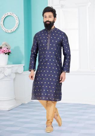 Picture of Nice Silk Navy Blue Kurtas