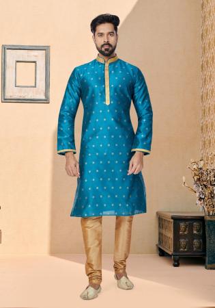 Picture of Pleasing Silk Dark Cyan Kurtas