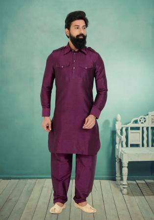 Picture of Good Looking Silk Purple Kurtas