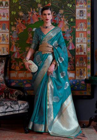 Picture of Lovely Organza Light Blue Saree