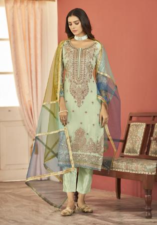 Picture of Georgette Dark Khaki Straight Cut Salwar Kameez