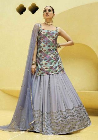 Picture of Well Formed Silk Dark Sea Green Lehenga Choli