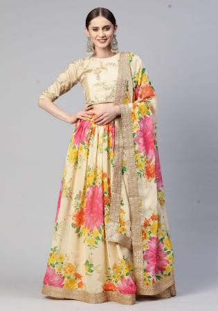 Picture of Beautiful Silk Pale Golden Rod Lehenga Choli