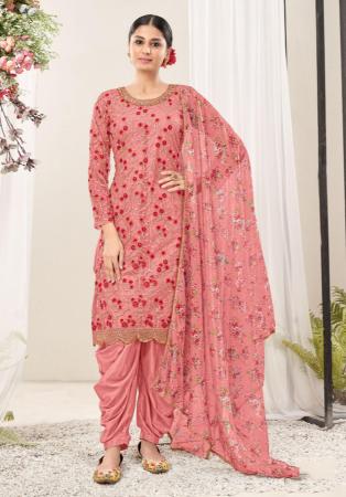 Picture of Marvelous Net Pink Straight Cut Salwar Kameez