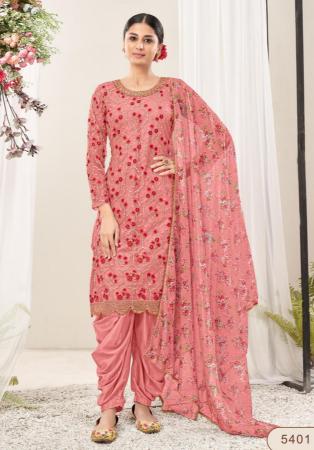 Picture of Superb Net Light Coral Straight Cut Salwar Kameez