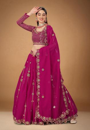 Picture of Well Formed Georgette & Silk Deep Pink Lehenga Choli