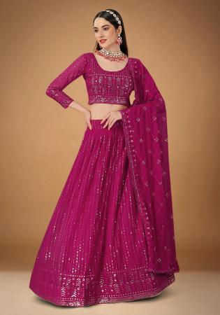 Picture of Marvelous Georgette & Silk Deep Pink Lehenga Choli