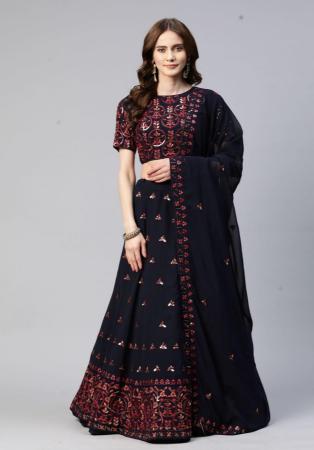 Picture of Amazing Georgette Navy Blue Lehenga Choli