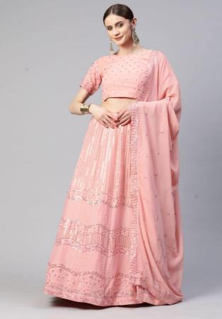 Picture of Splendid Georgette Dark Salmon Lehenga Choli