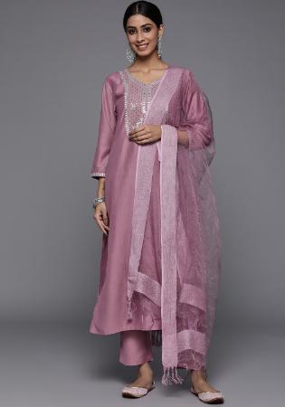 Picture of Cotton & Silk Rosy Brown Readymade Salwar Kameez