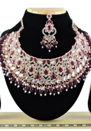 Picture of Delightful Maroon Necklace Set