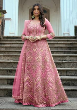 Picture of Comely Net Pale Violet Red Anarkali Salwar Kameez