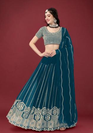 Picture of Fine Georgette Navy Blue Lehenga Choli